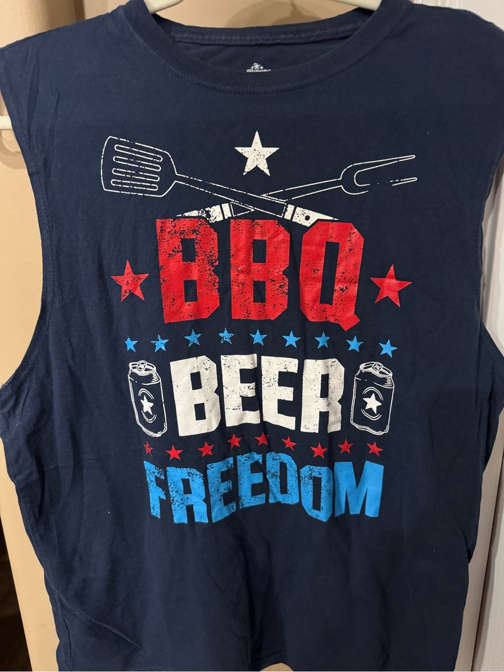 BBQ Beer Freedom Graphic Tank - Navy